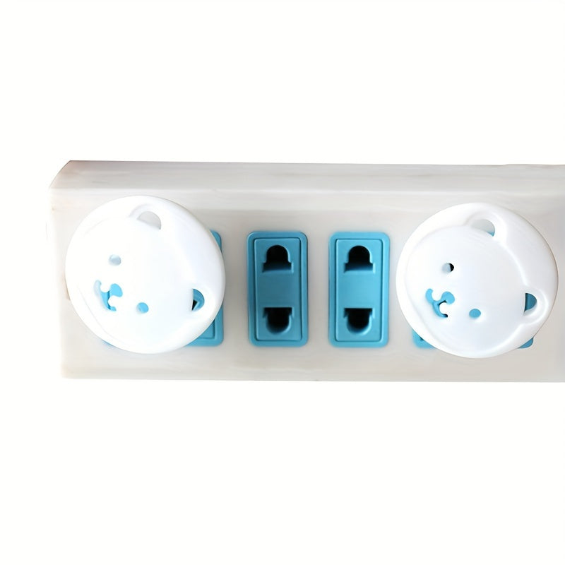 5 Cute Panda Face Power Socket Protectors with Adhesive Backing to Cover Wall Outlets, White Animal Design Home Decor Accessories