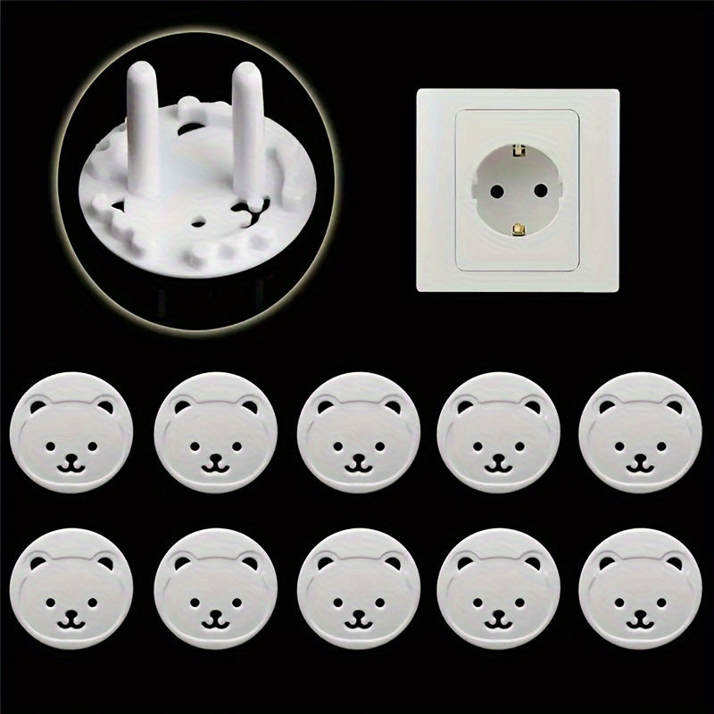 5 Cute Panda Face Power Socket Protectors with Adhesive Backing to Cover Wall Outlets, White Animal Design Home Decor Accessories