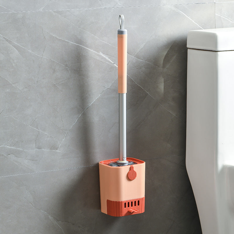 Wall-mounted toilet brush set with flexible long handle for easy bathroom cleaning, perfect for Halloween and Christmas decorations and school supplies.