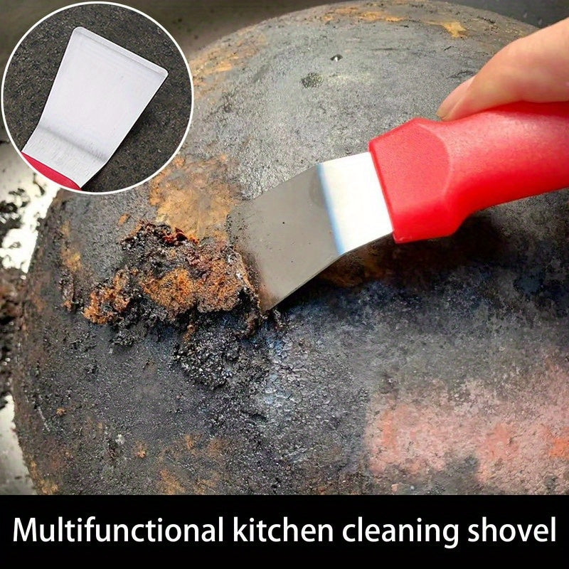 1 Piece Multi-Functional Stainless Steel Scraper - Ideal for Ice, Range Hood, and Kitchen Cleaning Tasks with Comfortable Ergonomic Handle