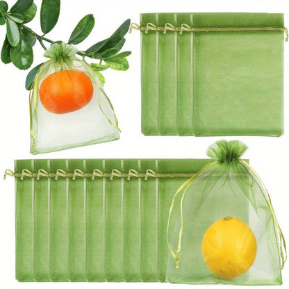 Fifty green polyester fruit protection bags are included in this pack, featuring insect netting for your garden. These bags serve as a plant pest barrier mesh, perfect for protecting apples, tomatoes, and strawberries.