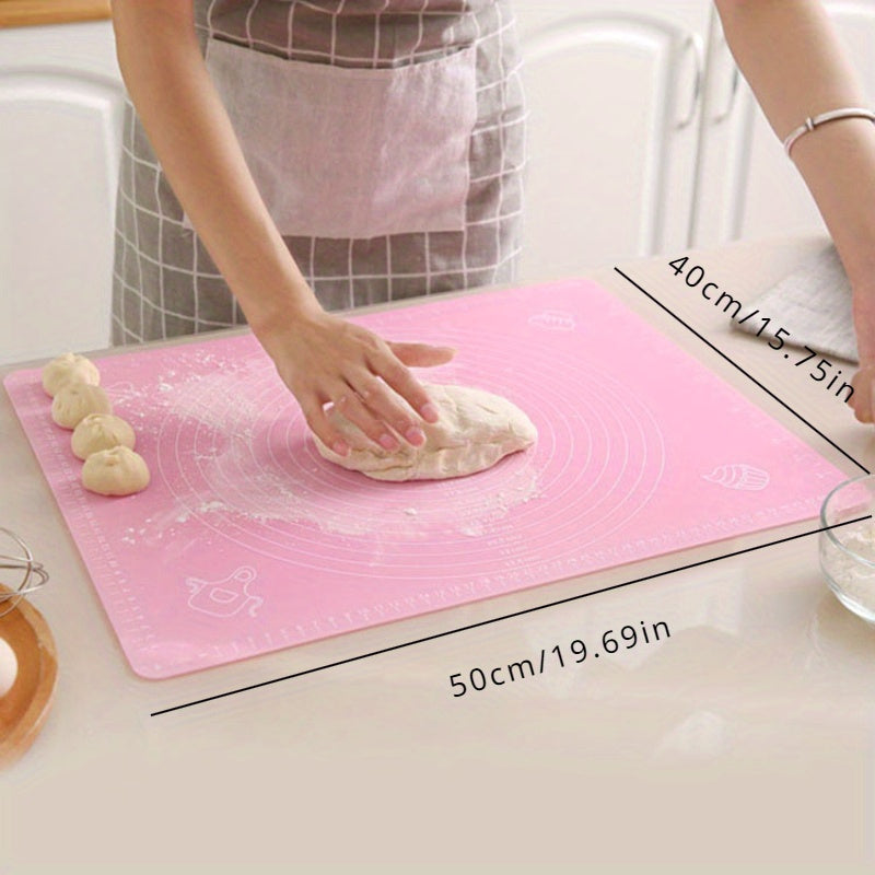 Large Silicone Pastry Mat with Measurements - Non-Slip, Heat-Resistant Baking and Kneading Pad for Dough and Cookies, Thick Baking Tray