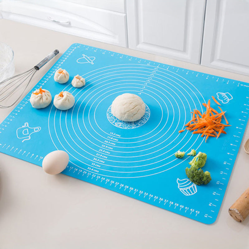 Large Silicone Pastry Mat with Measurements - Non-Slip, Heat-Resistant Baking and Kneading Pad for Dough and Cookies, Thick Baking Tray