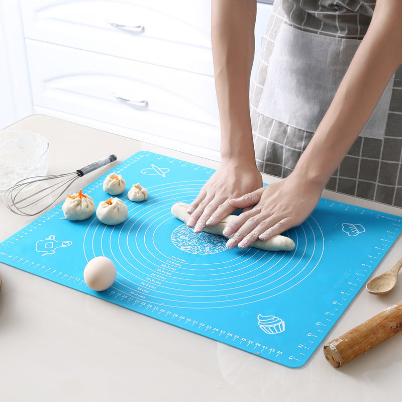 Large Silicone Pastry Mat with Measurements - Non-Slip, Heat-Resistant Baking and Kneading Pad for Dough and Cookies, Thick Baking Tray