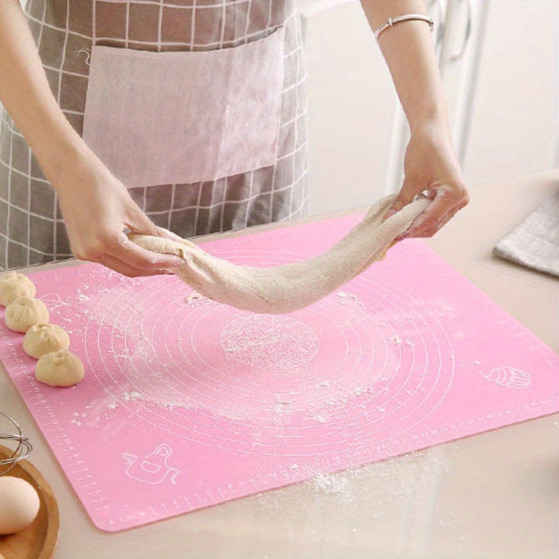 Large Silicone Pastry Mat with Measurements - Non-Slip, Heat-Resistant Baking and Kneading Pad for Dough and Cookies, Thick Baking Tray