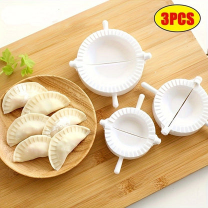 Set of 3 Manual Dumpling Molds, Easy Dough Press Maker, Plastic Clip Tools for Homemade Dumplings