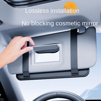 Car Sun Visor Organizer for Fashion Glasses, Cards, and License, Black PVC, 27.51 x 16.51 cm, Convenient Auto Accessory.