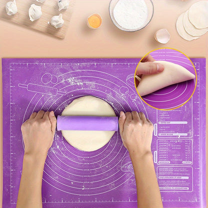 Silicone mat ideal for baking with graduated kneading surface