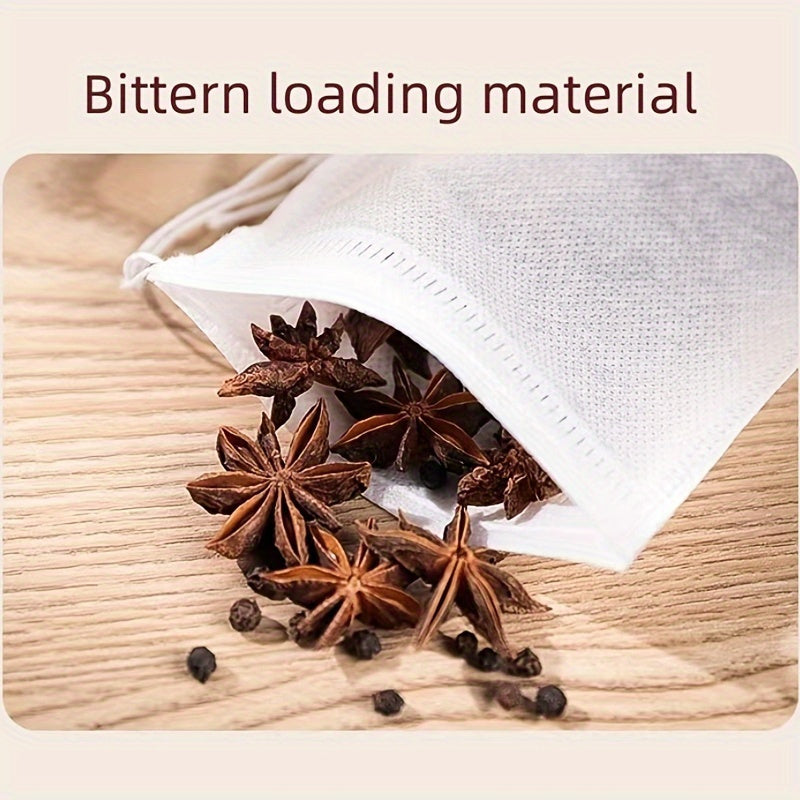 100 high-quality food grade non-woven tea bags for your favorite beverages - great for coffee, soup, and herbal infusions. Perfect for use at home or in restaurants.