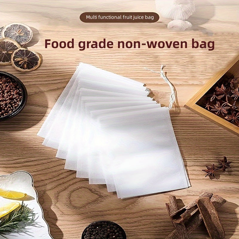 100 high-quality food grade non-woven tea bags for your favorite beverages - great for coffee, soup, and herbal infusions. Perfect for use at home or in restaurants.