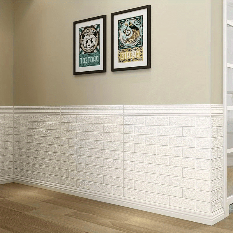 Set of 10 Easy-Apply 3D Brick Wall Stickers - Waterproof, Mold-Resistant, Soft Polyfoam Decor for Contemporary Home & Dorm, Home Decor Wall Stickers