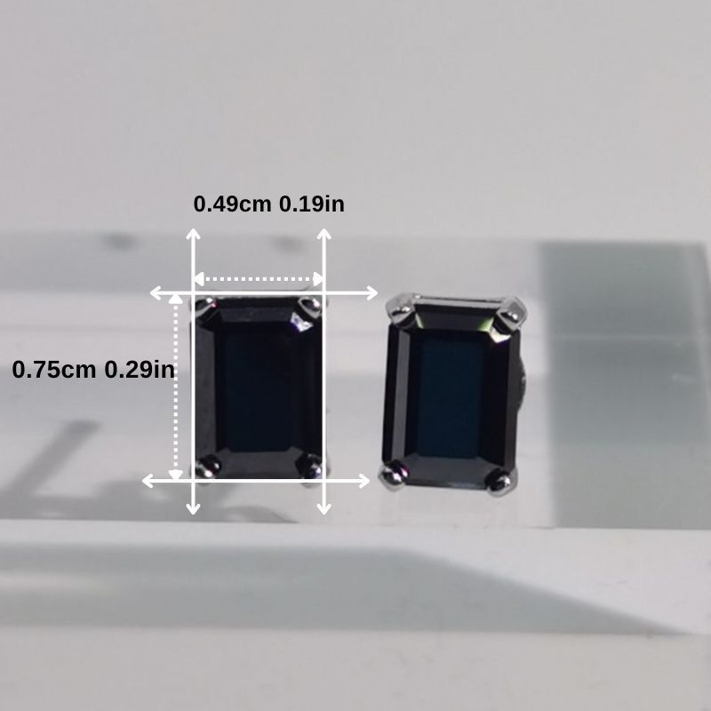 Stunning 1ct Moissanite Stud Earrings for Women - Crafted from S925 Sterling Silver, Featuring a Chic Rectangular Black Design, Ideal for Both Casual Outfits and Special Events such as Birthdays, Anniversaries, and Valentine's Day.