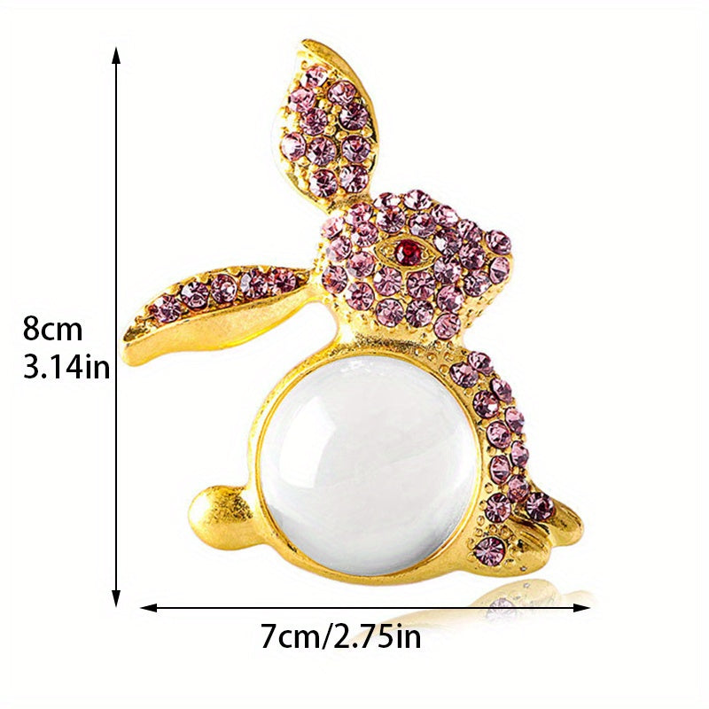 Stylish Bunny Brooch Pin adorned with Rhinestones - part of the Luxurious Glass Series, Featuring an Unconventional Irregular Shape for Coats & Accessories