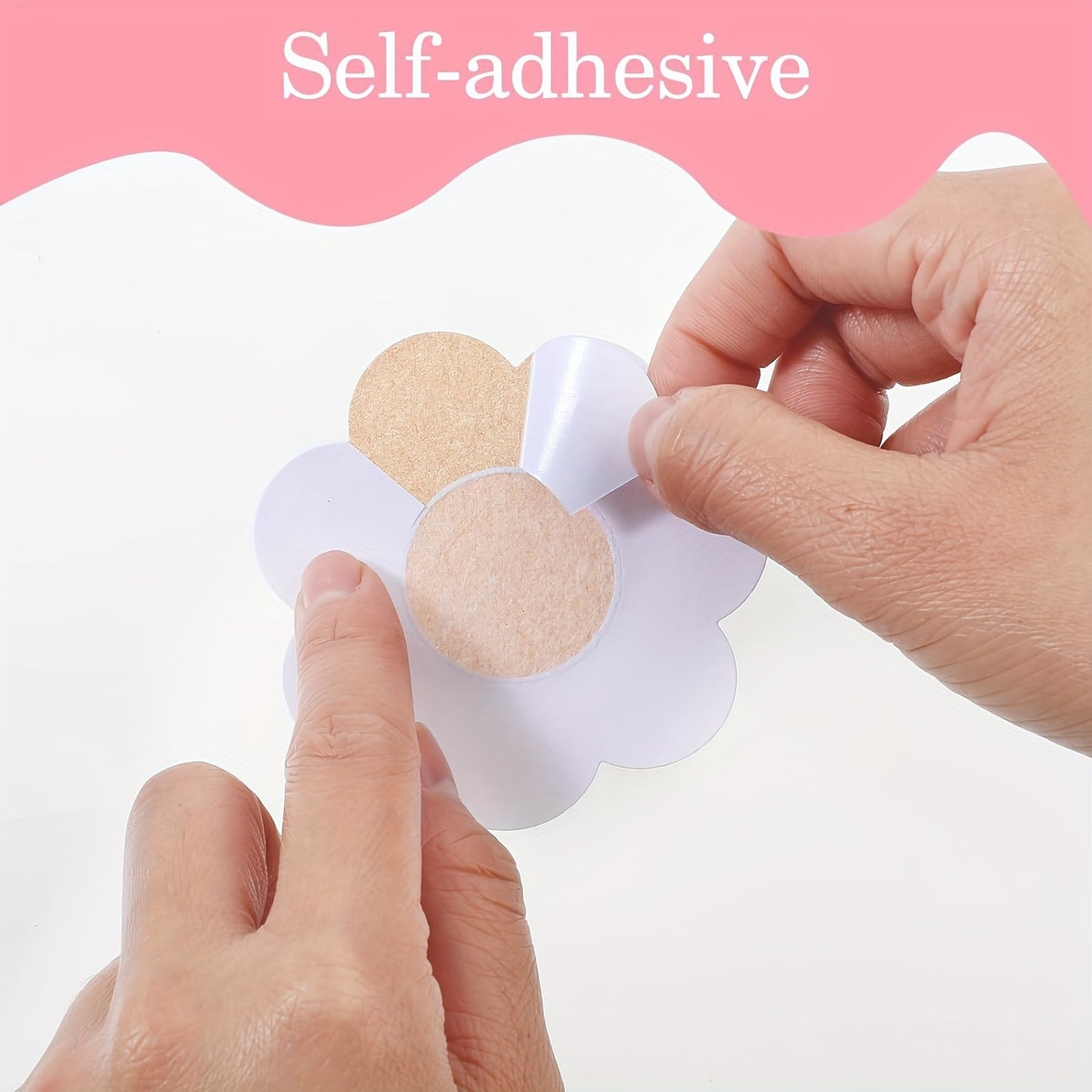 40 reusable self-adhesive breast covers made from soft rayon in solid colors for everyday wear.