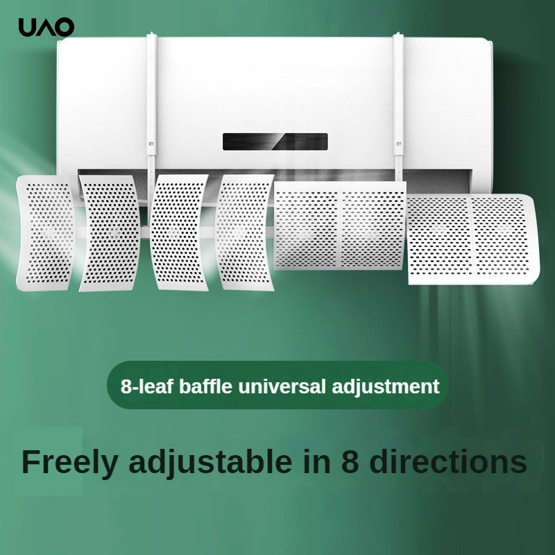 Universal Wall-mounted Air Conditioning Wind Baffle with Anti-direct Blow Air Outlet, Adjustable 8 Leaf Air Shield for Free Installation