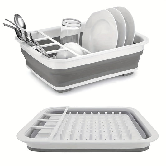 Durable Dish Drying Rack Set with Utensil Holder, Fast Drainage, Stackable Kitchen Organizer for Ages 14 and Up - Versatile for Home and Business Use (1 Piece)