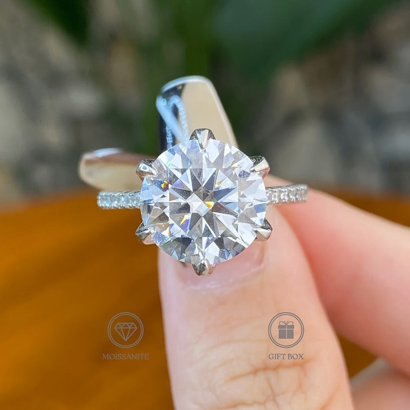 Gorgeous 5-10ct Round Cut Moissanite Ring - Ideal for Birthdays, Graduations & Special Occasions - Elegant 925 Sterling Silver with Sparkling Moissanite - Perfect Gift for Her