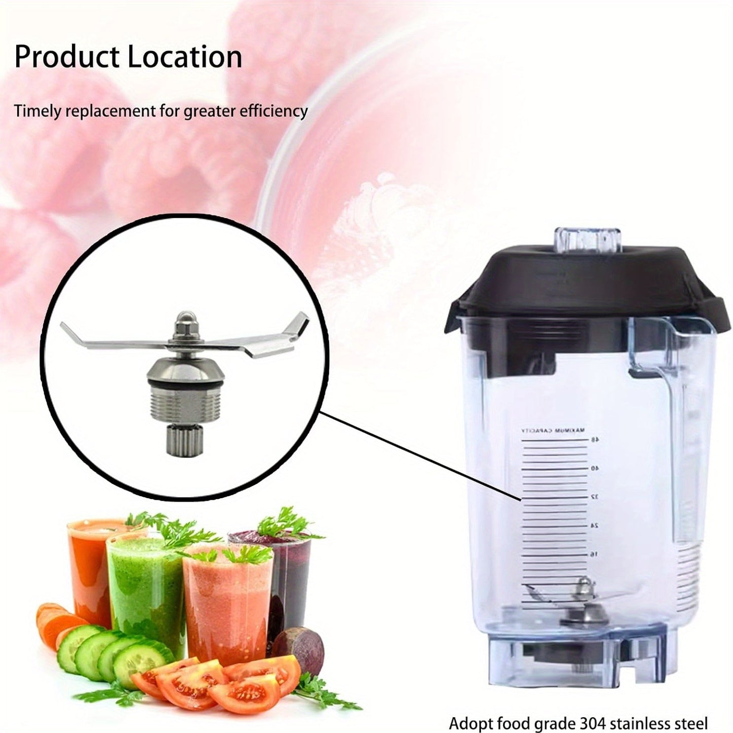 Blender Station Drink Machine Blade for Vitamix 15990 Quiet One Series 2 Leaf Barboss - 32/64oz Juicer Blade - Kitchen Small Appliance Parts & Accessories