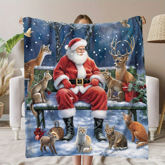 Get ready for a warm and cozy holiday season with our Christmas-themed flannel blanket featuring a charming snowman and deer print. This soft and inviting blanket is perfect for curling up on the couch, taking power naps, snuggling up during camping