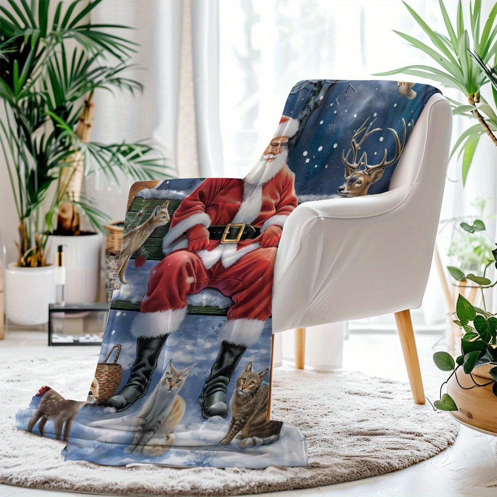 Get ready for a warm and cozy holiday season with our Christmas-themed flannel blanket featuring a charming snowman and deer print. This soft and inviting blanket is perfect for curling up on the couch, taking power naps, snuggling up during camping