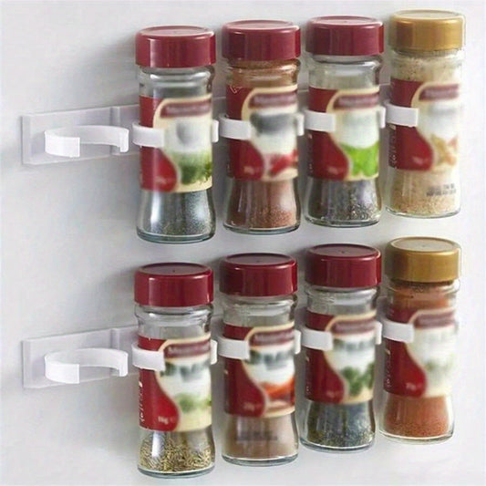 Easily Organize Your Kitchen with our Wall-Mounted Spice Jar Holder - Includes Spice Tongs, Jar Storage, and Other Kitchen Tools - Made with Durable PP Material