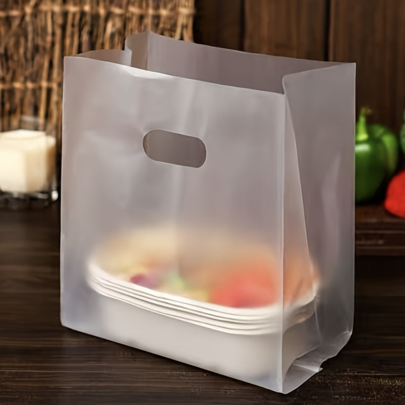 Set of 50 Transparent Plastic Gift Bags with Handles - Great for Packaging Salads, Cakes, Pizza, Bread, Desserts, Cookies, and Candy - Ideal for Wedding, Birthday, and Party Favors - Safe for Food Storage, Rectangular Shape, Durable Construction, Perfect