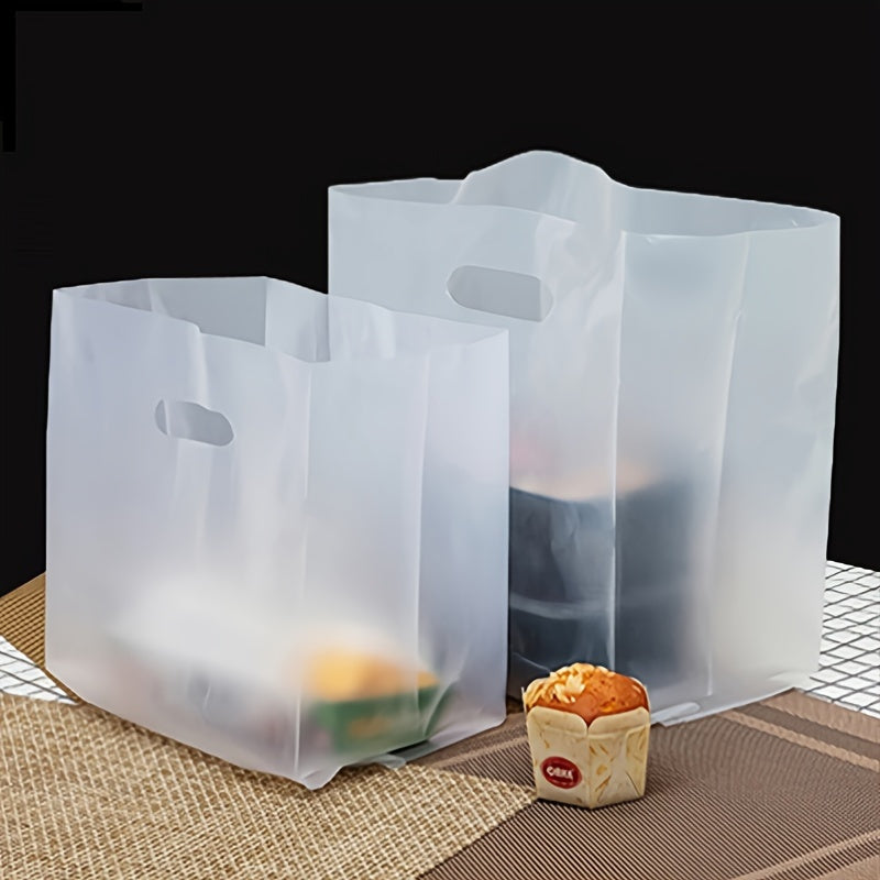 Set of 50 Transparent Plastic Gift Bags with Handles - Great for Packaging Salads, Cakes, Pizza, Bread, Desserts, Cookies, and Candy - Ideal for Wedding, Birthday, and Party Favors - Safe for Food Storage, Rectangular Shape, Durable Construction, Perfect