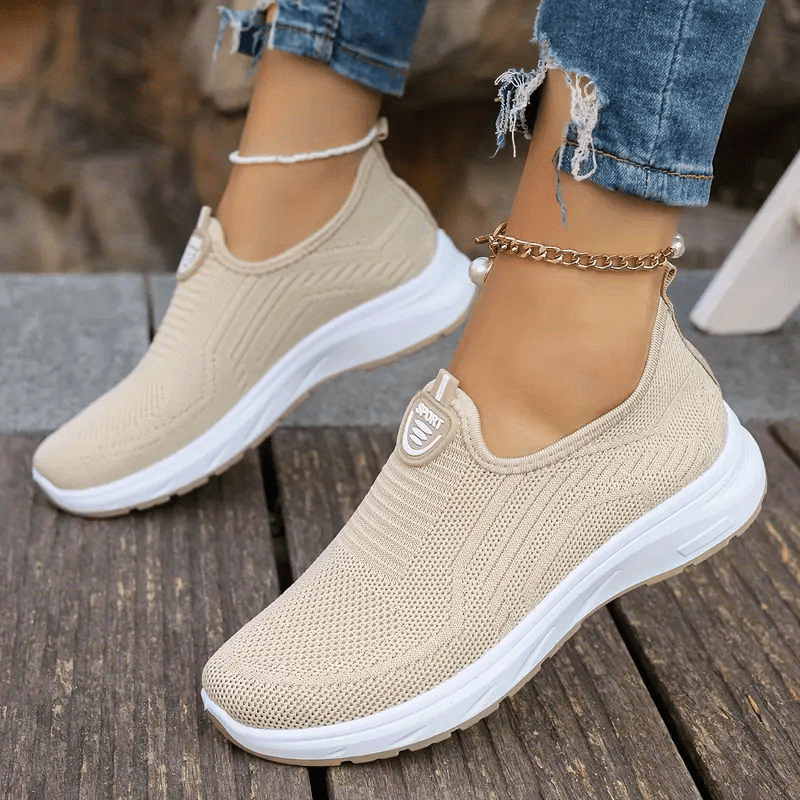 Women's Mesh Slip-On Fashion Sneakers with Round Toe, PVC Sole