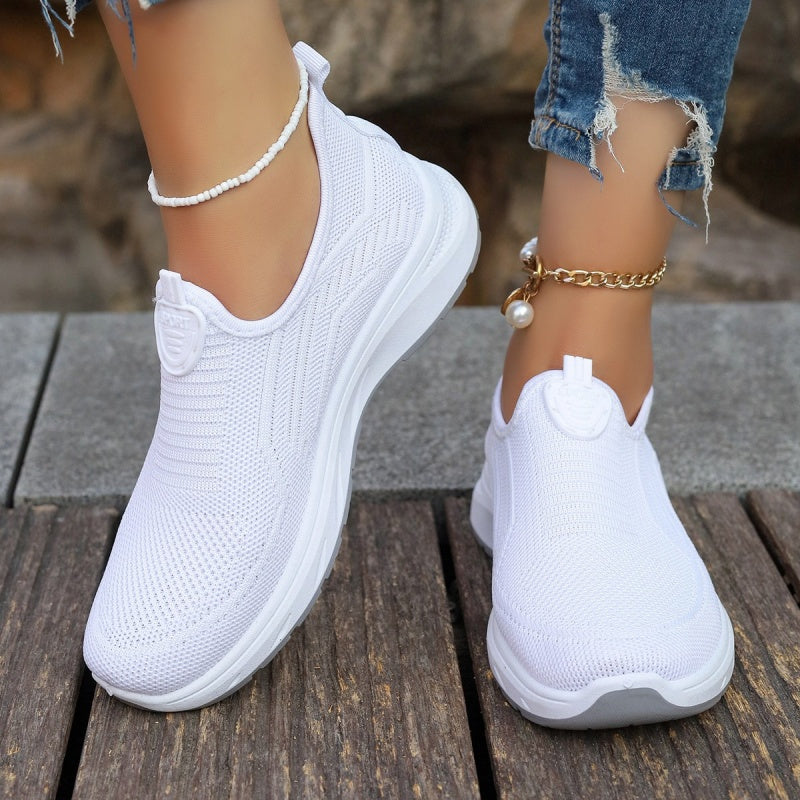 Women's Mesh Slip-On Fashion Sneakers with Round Toe, PVC Sole