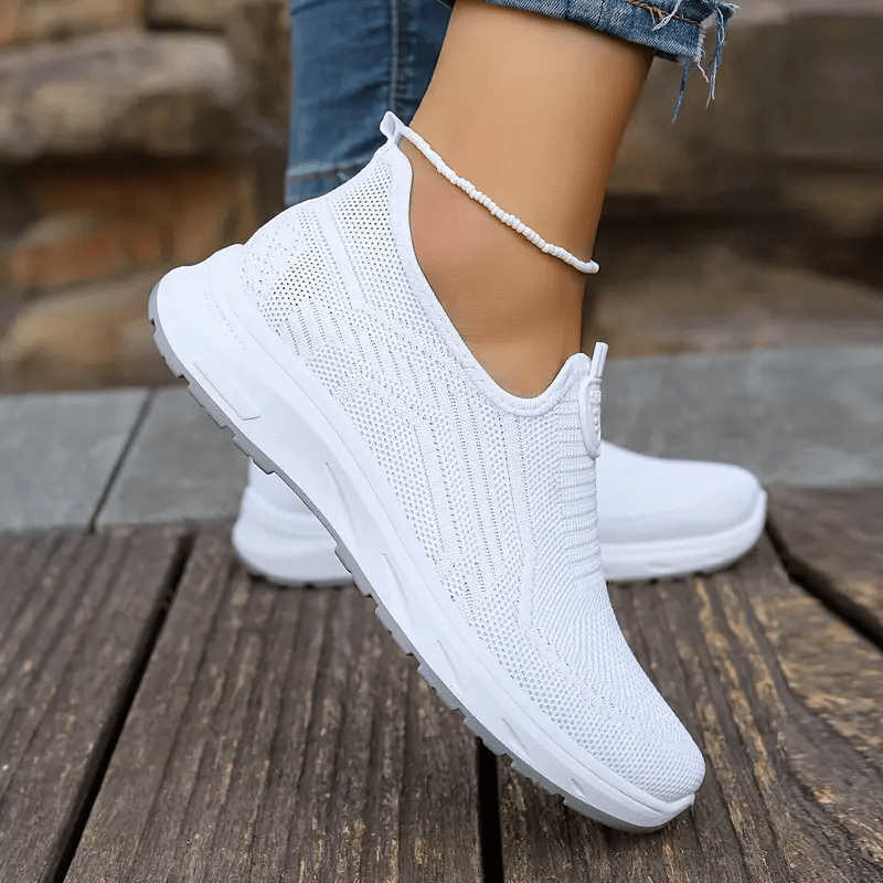 Women's Mesh Slip-On Fashion Sneakers with Round Toe, PVC Sole