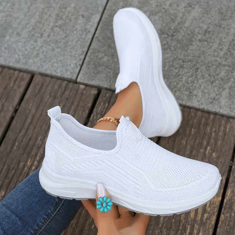 Women's Mesh Slip-On Fashion Sneakers with Round Toe, PVC Sole