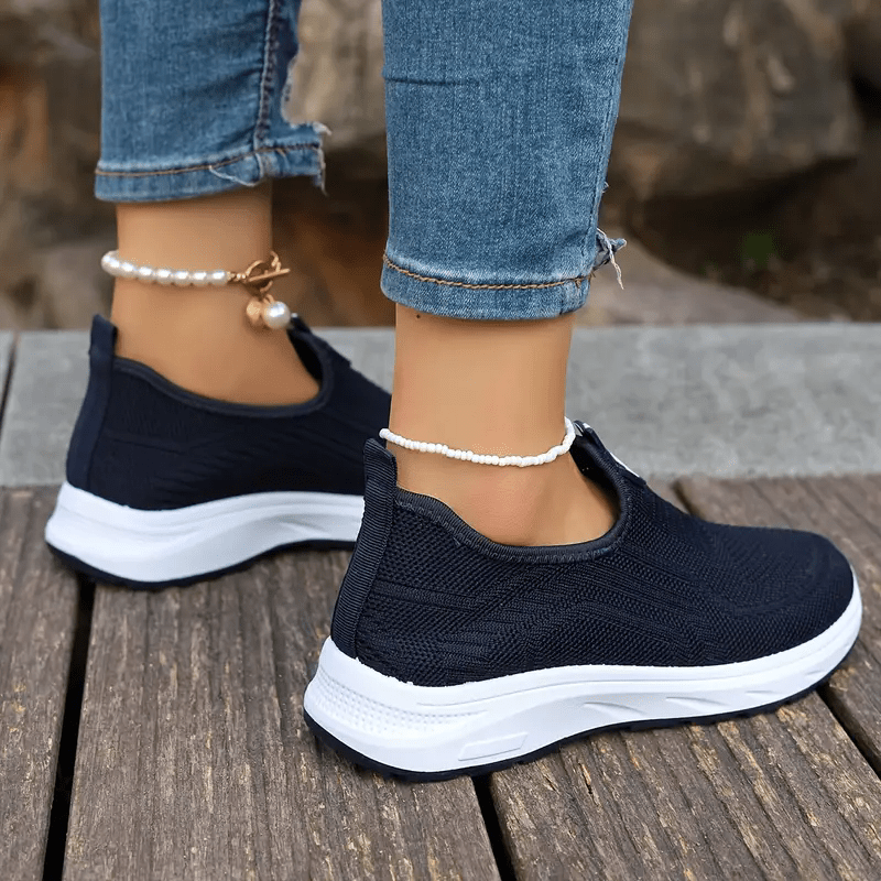 Women's Mesh Slip-On Fashion Sneakers with Round Toe, PVC Sole