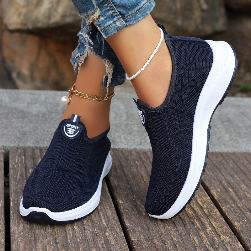 Women's Mesh Slip-On Fashion Sneakers with Round Toe, PVC Sole