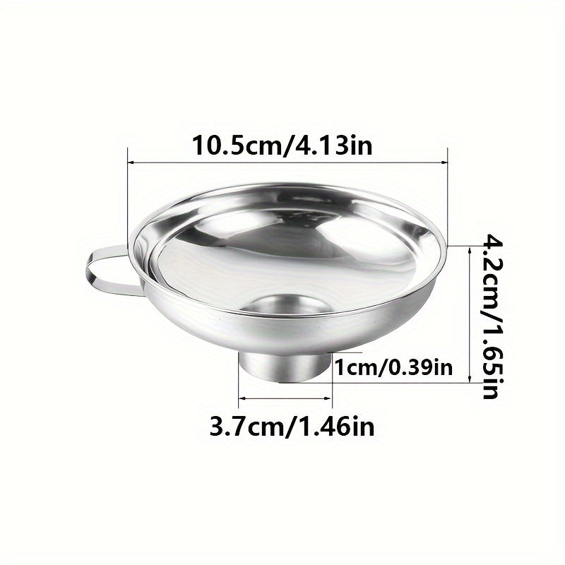 Stainless Steel Can Funnel with Handle, Suitable for Wide Mouth and Regular Mouth Cans, Food Grade Metal Jam Funnel, 1 Piece