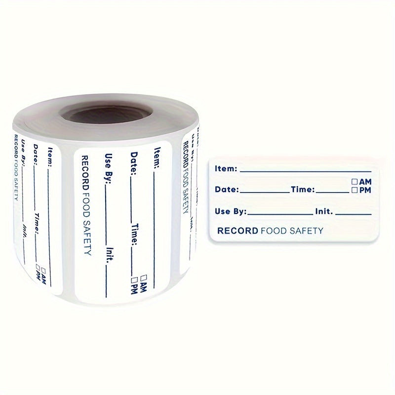 Roll of 500 Kitchen Disposable Waterproof Stickers for Refrigerator Frozen Food Storage. These labels are perfect for recording food shelf life and organizing kitchen supplies.