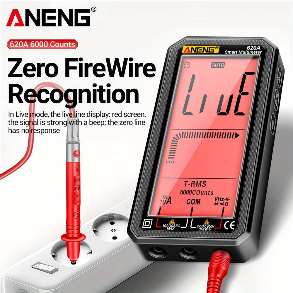 ANENG 620A is a high precision, multi-functional smart multimeter with a 6000 count full screen, digital display that is automatic and shift-free.