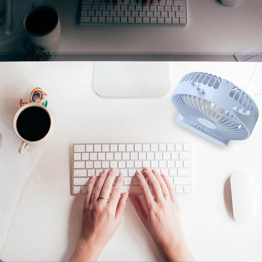 Stay Cool with our Deer-Inspired USB Desktop Fan - Compact, Quiet, and Portable in Blue & Green. Perfect for Office, Travel, and Camping, Powered by a Rechargeable Lithium Battery. Enjoy Indoor Airflow Anywhere with Durable Fan Blades.