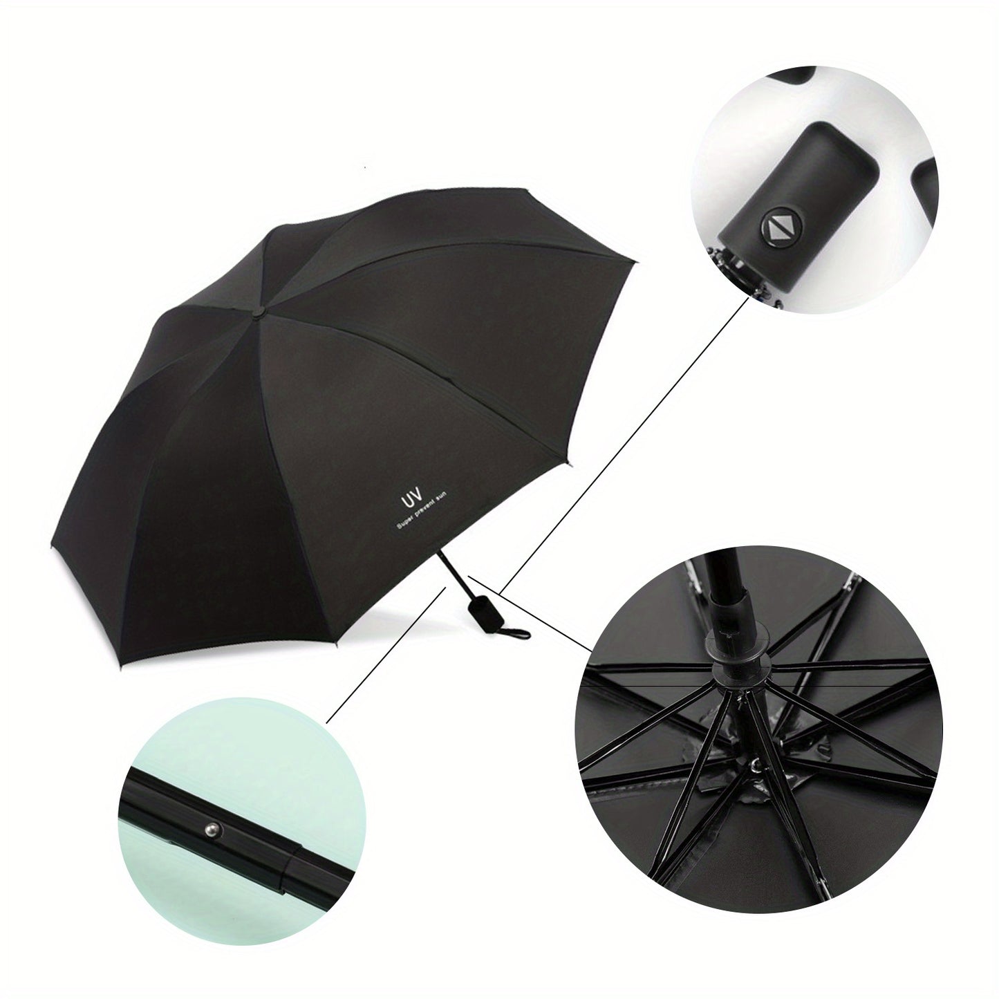 Compact automatic folding waterproof umbrella with UV protection, ideal for outdoor activities and daily commuting.