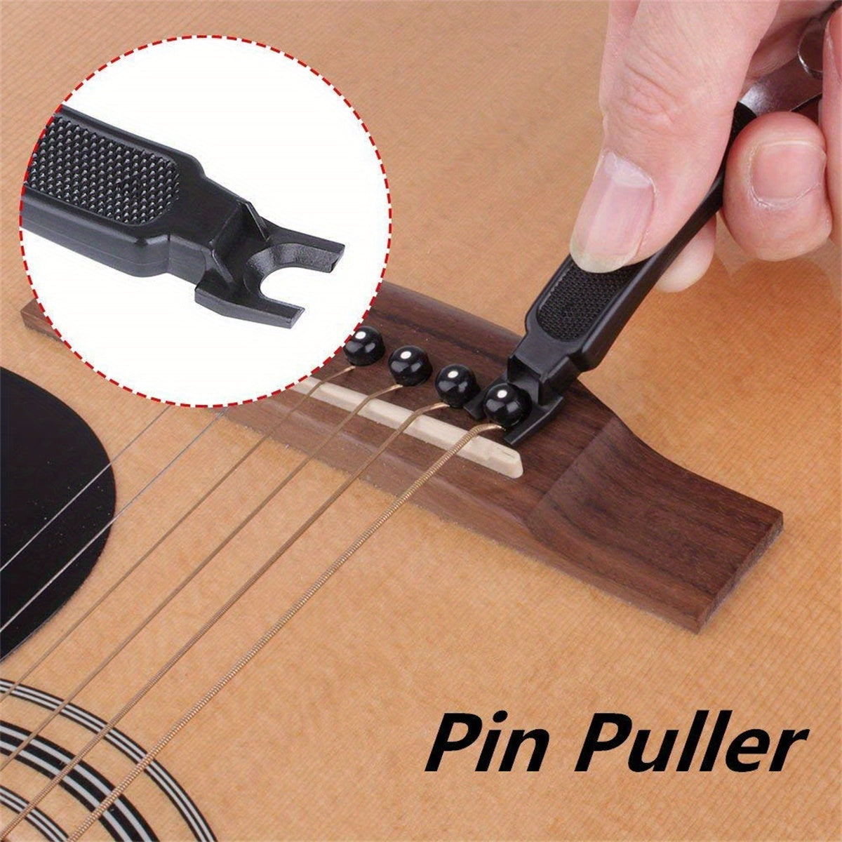 3-in-1 Guitar Maintenance Tool: String winder, cutter, and pin puller - durable ABS and stainless steel, easy to use.