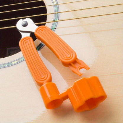 3-in-1 Guitar Maintenance Tool: String winder, cutter, and pin puller - durable ABS and stainless steel, easy to use.