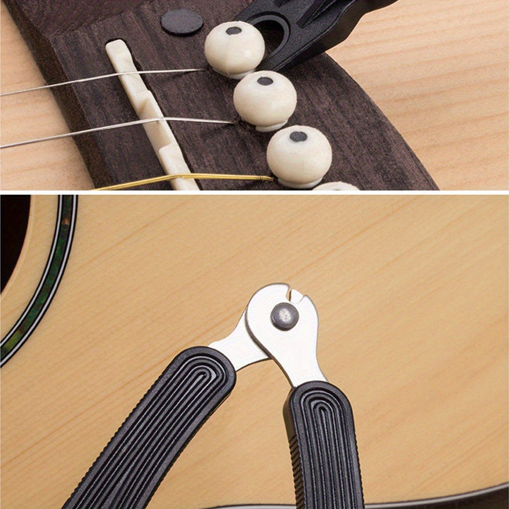 3-in-1 Guitar Maintenance Tool: String winder, cutter, and pin puller - durable ABS and stainless steel, easy to use.