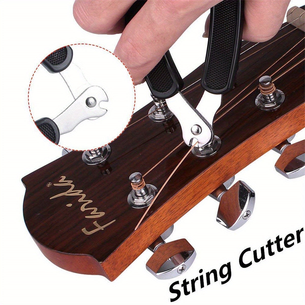 3-in-1 Guitar Maintenance Tool: String winder, cutter, and pin puller - durable ABS and stainless steel, easy to use.