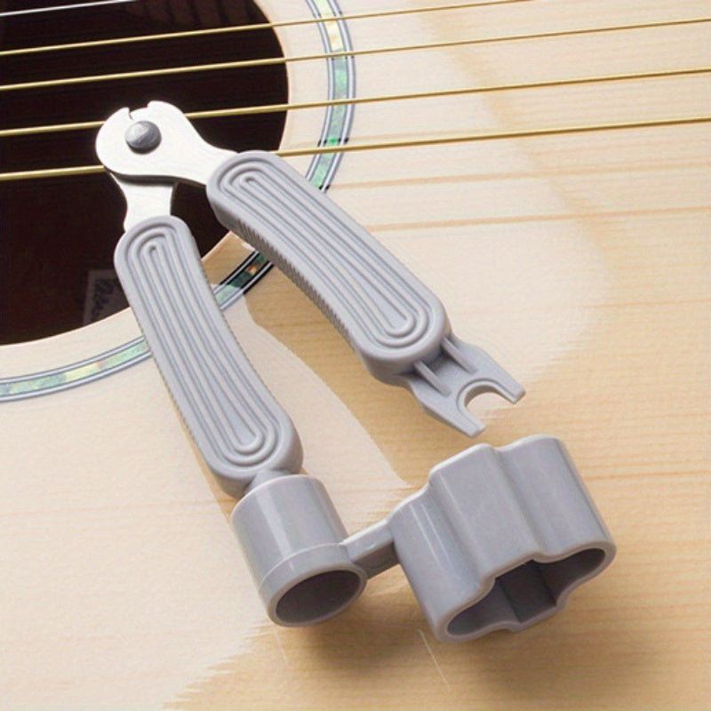 3-in-1 Guitar Maintenance Tool: String winder, cutter, and pin puller - durable ABS and stainless steel, easy to use.