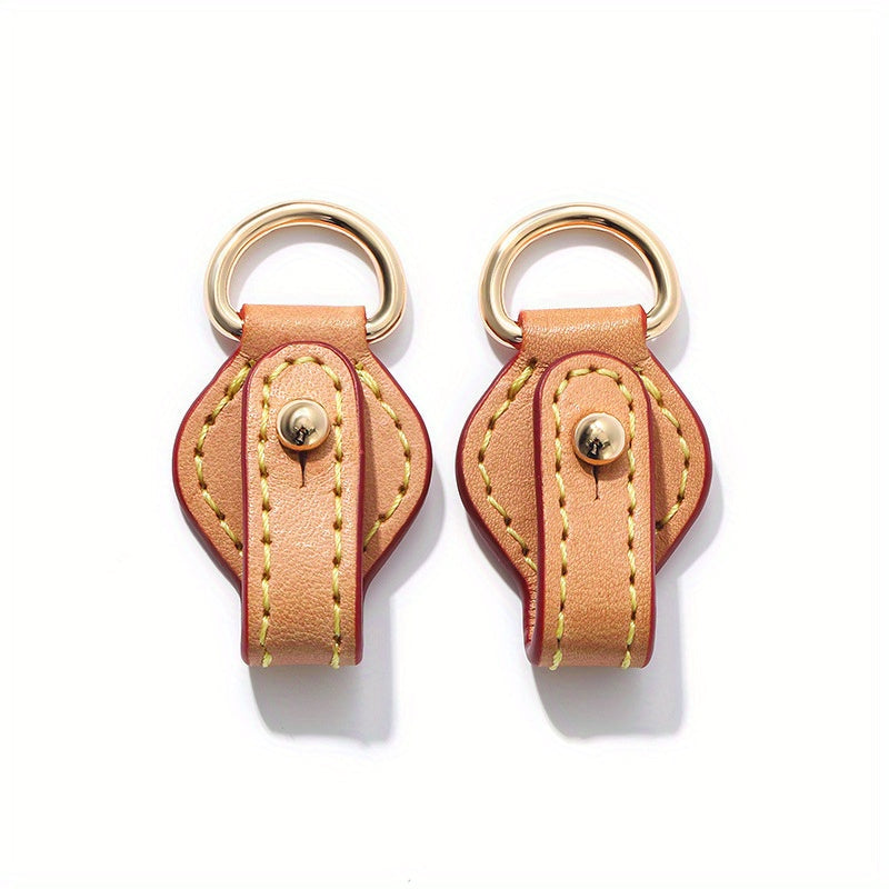 Sophisticated Leather Keychains featuring Golden Tone Rings - Ideal for Safeguarding Your Bags