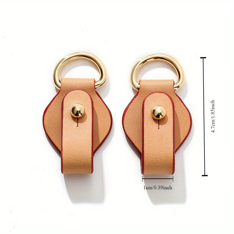 Sophisticated Leather Keychains featuring Golden Tone Rings - Ideal for Safeguarding Your Bags