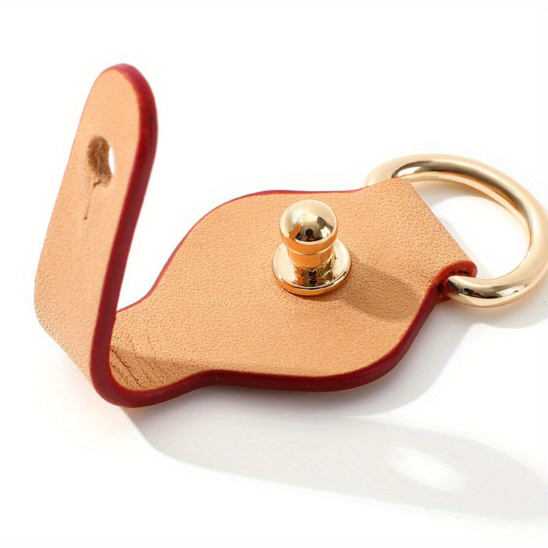 Sophisticated Leather Keychains featuring Golden Tone Rings - Ideal for Safeguarding Your Bags