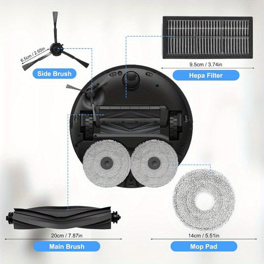 The Dream X30 Ultra / L10s Pro Ultra robot vacuum cleaner comes with an 18 piece accessory kit, including 1 roller brush, 4 HEPA filters, 4 mop pads, 4 dust bags, 4 side brushes, and 1 cleaning brush.