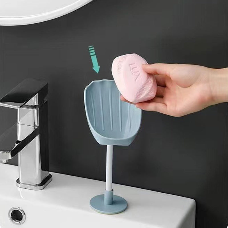 Stylish Oval Plastic Soap Dish: Wall-Mounted and Space-Saving with Drip-Free Design for Bathroom