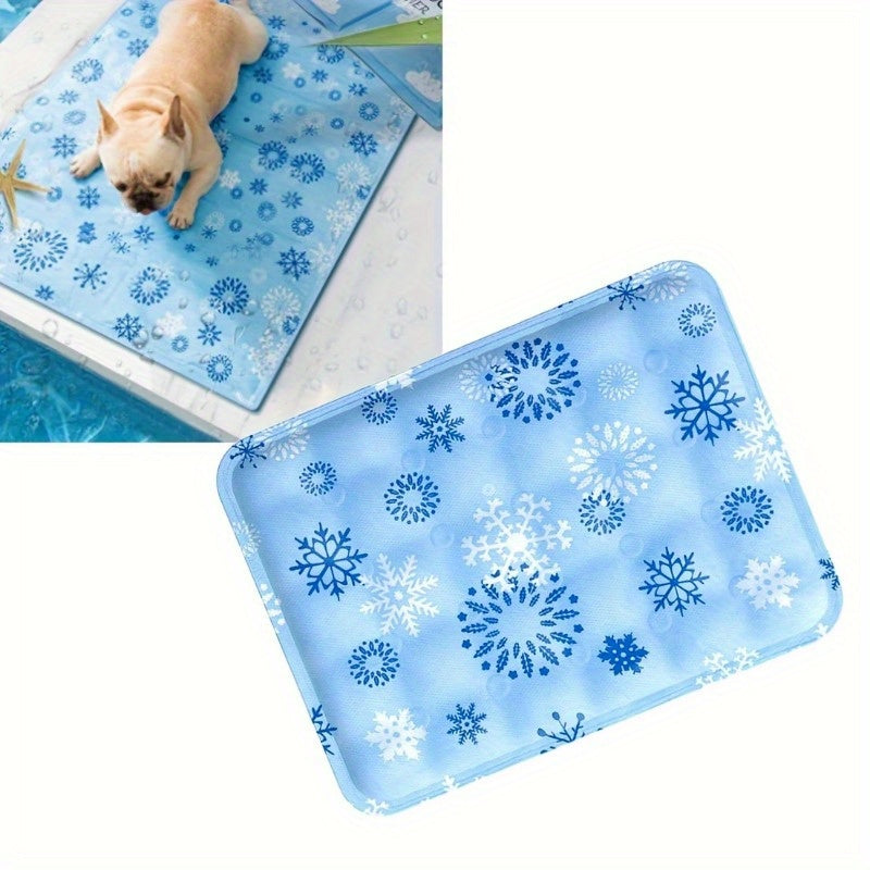 Premium pet cooling mat instantly cools dogs with non-toxic gel, waterproof and easy to clean. Durable and versatile for puppies and adults, suitable for indoor and outdoor use.