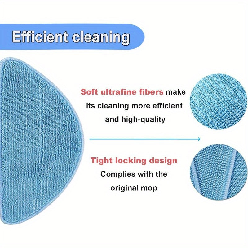 Set of 8 Reusable Microfiber Mop Pads for ILIFE V3s, V5, V5s, V5s Pro Robot Vacuum Cleaner - Washable Floor Attachment Cloth Accessories